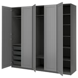 PAX / GULLABERG Wardrobe combination, dark grey/dark grey, 250x60x236 cm