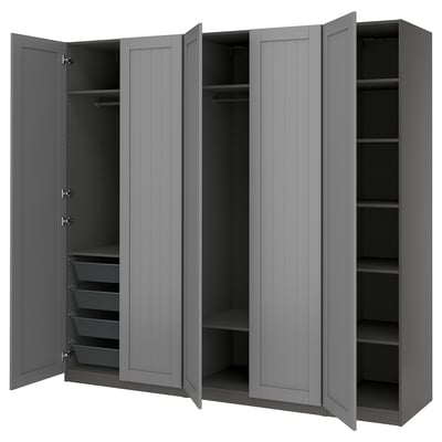 PAX / GULLABERG Wardrobe combination, dark grey/dark grey, 250x60x236 cm