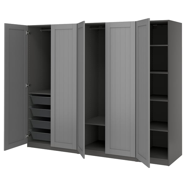 PAX / GULLABERG Wardrobe combination, dark grey/dark grey, 250x60x201 cm