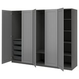 PAX / GULLABERG Wardrobe combination, dark grey/dark grey, 250x60x201 cm