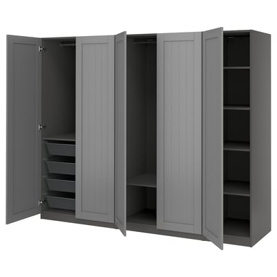 PAX / GULLABERG Wardrobe combination, dark grey/dark grey, 250x60x201 cm