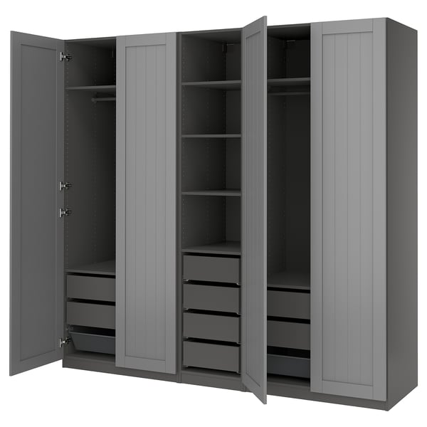 PAX / GULLABERG Wardrobe combination, dark grey/grey, 250x60x236 cm