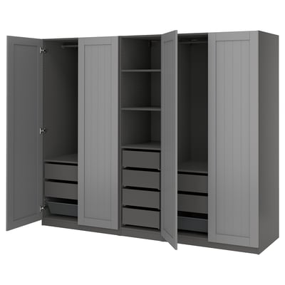 PAX / GULLABERG Wardrobe combination, dark grey/grey, 250x60x201 cm