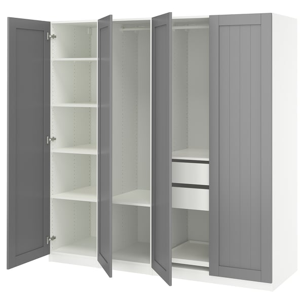 PAX / GULLABERG Wardrobe combination, white/grey, 200x60x201 cm
