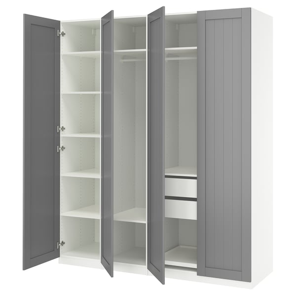 PAX / GULLABERG Wardrobe combination, white/grey, 200x60x236 cm