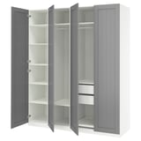PAX / GULLABERG Wardrobe combination, white/grey, 200x60x236 cm
