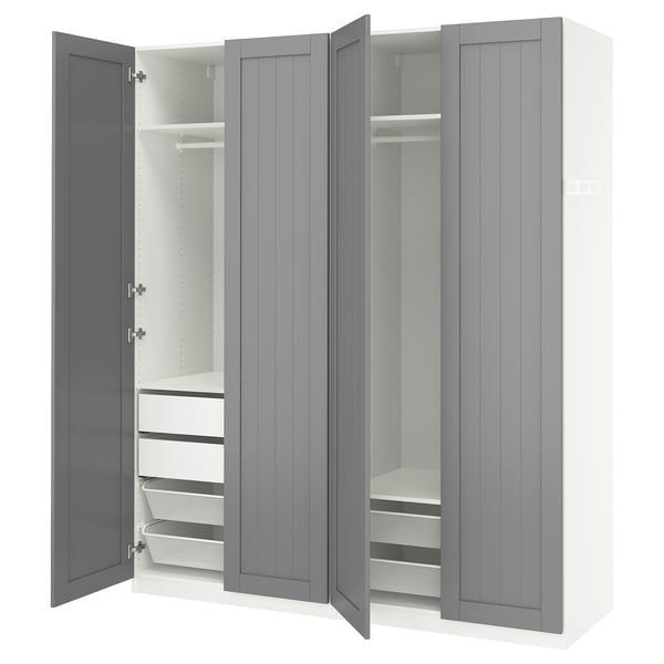 PAX / GULLABERG Wardrobe combination, white/grey, 200x60x236 cm