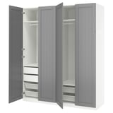 PAX / GULLABERG Wardrobe combination, white/grey, 200x60x236 cm