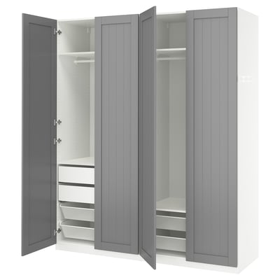 PAX / GULLABERG Wardrobe combination, white/grey, 200x60x236 cm