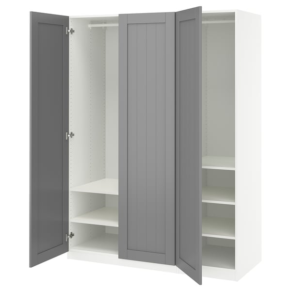 PAX / GULLABERG Wardrobe combination, white/grey, 150x60x201 cm