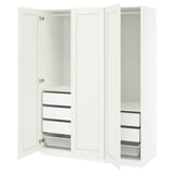 PAX / GULLABERG Wardrobe combination, white/white, 150x60x201 cm