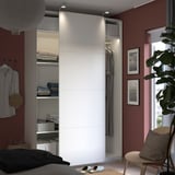 PAX / MEHAMN Wardrobe with sliding doors, white/double sided white, 150x66x236 cm