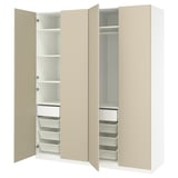 PAX / REINSVOLL Wardrobe combination, white/grey-beige, 200x60x236 cm