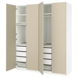 PAX / REINSVOLL Wardrobe combination, white/grey-beige, 200x60x236 cm