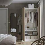 PAX / STORKLINTA Wardrobe combination, white/oak effect, 100x60x201 cm