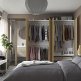 PAX / STORKLINTA Wardrobe combination, white/oak effect, 200x60x201 cm