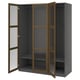 Option: PAX / TONSTAD Wardrobe combination, dark grey brown/stained oak veneer glass, 150x60x201 cm