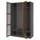 PAX / TONSTAD Wardrobe combination, dark grey brown/stained oak veneer glass, 150x60x236 cm