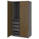 Option: PAX / TONSTAD Wardrobe combination, dark grey/brown stained oak veneer, 100x60x201 cm