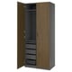 PAX / TONSTAD Wardrobe combination, dark grey/brown stained oak veneer, 100x60x236 cm