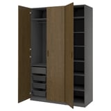PAX / TONSTAD Wardrobe combination, dark grey/brown stained oak veneer, 150x60x236 cm