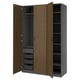 PAX / TONSTAD Wardrobe combination, dark grey/brown stained oak veneer, 150x60x236 cm