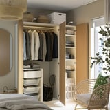 PAX / TONSTAD Wardrobe combination, white/oak veneer, 150x60x201 cm