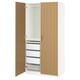 Option: PAX / TONSTAD Wardrobe combination, white/oak veneer, 100x60x201 cm