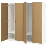 PAX / TONSTAD Wardrobe combination, white/oak veneer, 200x60x201 cm