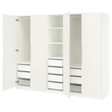 PAX / TONSTAD Wardrobe combination, white/off-white, 250x60x201 cm