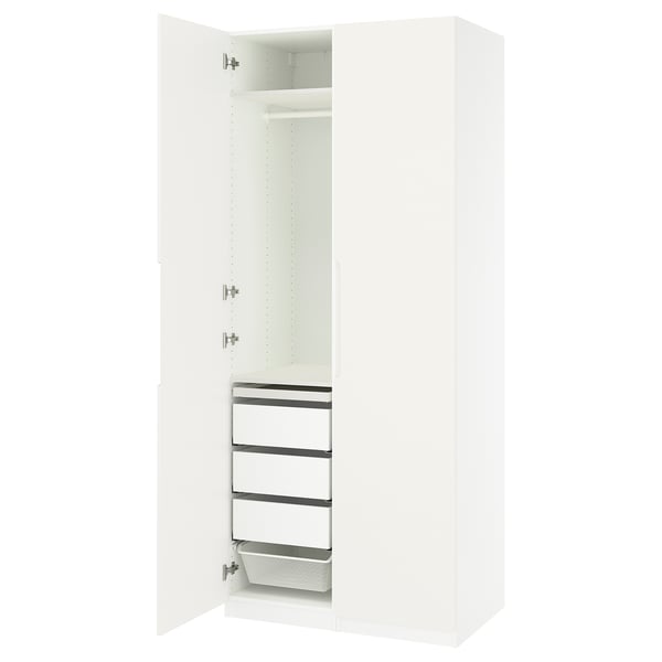 PAX / TONSTAD Wardrobe combination, white/off-white, 100x60x236 cm