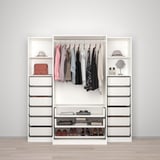 PAX / TYSSEDAL Wardrobe combination, white/white glass, 200x60x201 cm