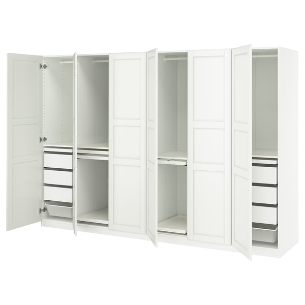 PAX / TYSSEDAL Wardrobe combination, white/white, 300x60x201 cm