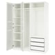 PAX / TYSSEDAL Wardrobe, white/white glass, 175x58x236 cm