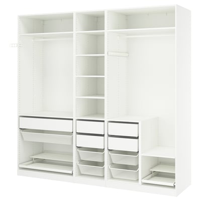 PAX Wardrobe combination, white, 250x58x236 cm