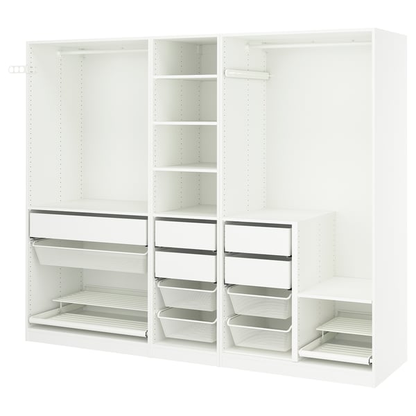 PAX Wardrobe combination, white, 250x58x201 cm