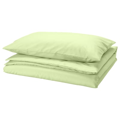 PILTANDVINGE green bedding set, smooth & wrinkle-free, light polyester-viscose blend, rectangular shape, simple design.