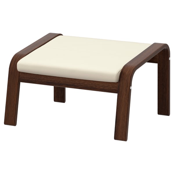 POÄNG Armchair and footstool, brown/Glose eggshell