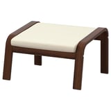 POÄNG Armchair and footstool, brown/Glose eggshell