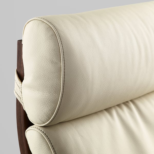 POÄNG Armchair and footstool, brown/Glose eggshell