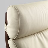 POÄNG Armchair and footstool, brown/Glose eggshell
