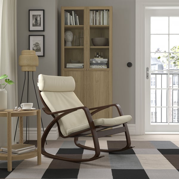 POÄNG Rocking-chair, brown/Glose eggshell