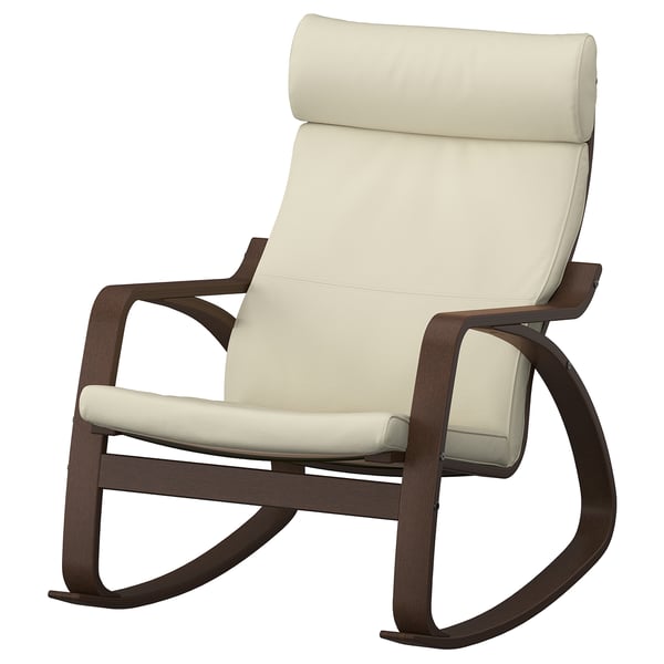 POÄNG Rocking-chair, brown/Glose eggshell