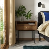 RÅDMANSÖ Bedside table, brown walnut effect, 54x38x58 cm