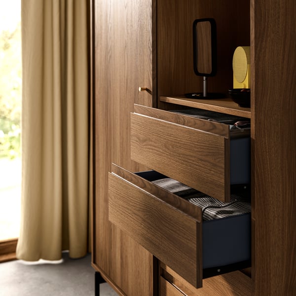 RÅDMANSÖ Wardrobe, brown walnut effect, 118x64x190 cm