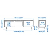 RANNÄS TV bench with doors, black/black glass, 178x42 cm