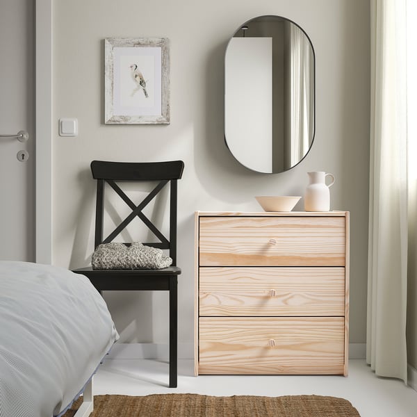 RAST Chest of 3 drawers, pine, 62x68 cm