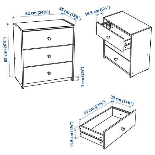 Illustration with measurements for the product: RAST.