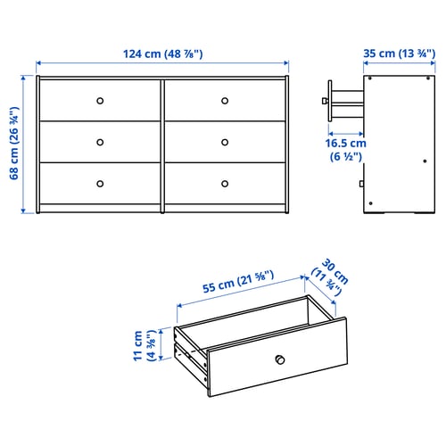 Illustration with measurements for the product: RAST.