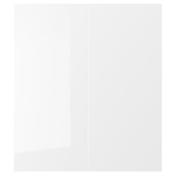 RINGHULT 2-p door f corner base cabinet set, high-gloss white, 33x76 cm